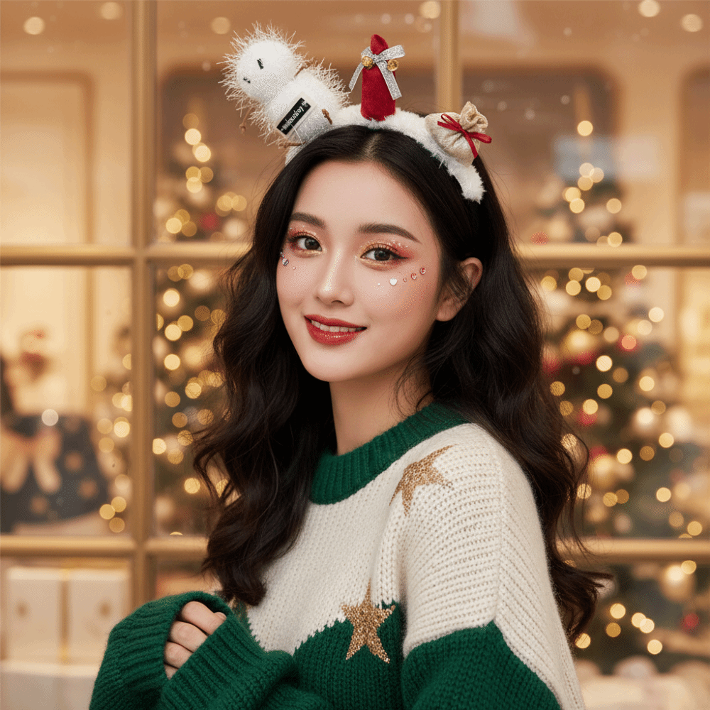 Reindeer Antlers Headband - Fascia per Capelli Natalizia in Tessuto